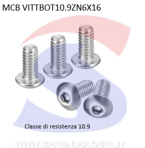 VITE A TESTA BOTTONE E CAVAESAGONALE ZINCATA 10.9 6X16 - VITI VITTBOT10.9ZN6X16