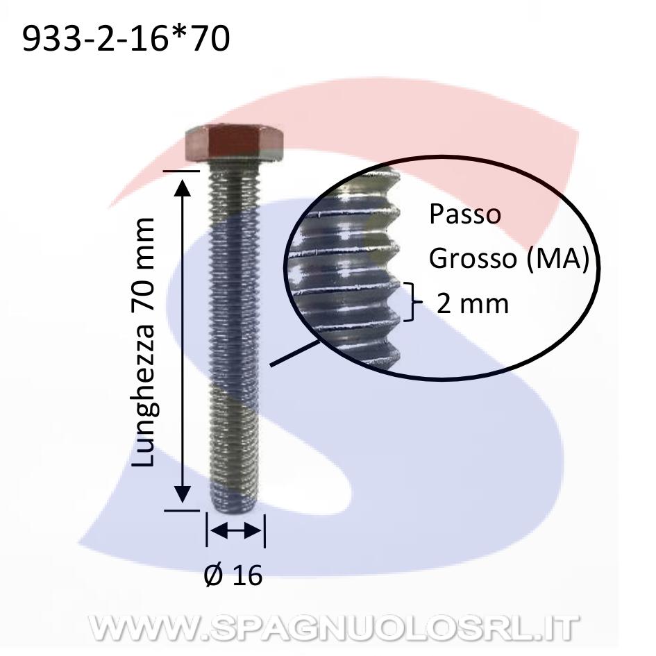Vite TE Inox Totalmente Filettata 16X70 mm - INOX 933-2-16*70
