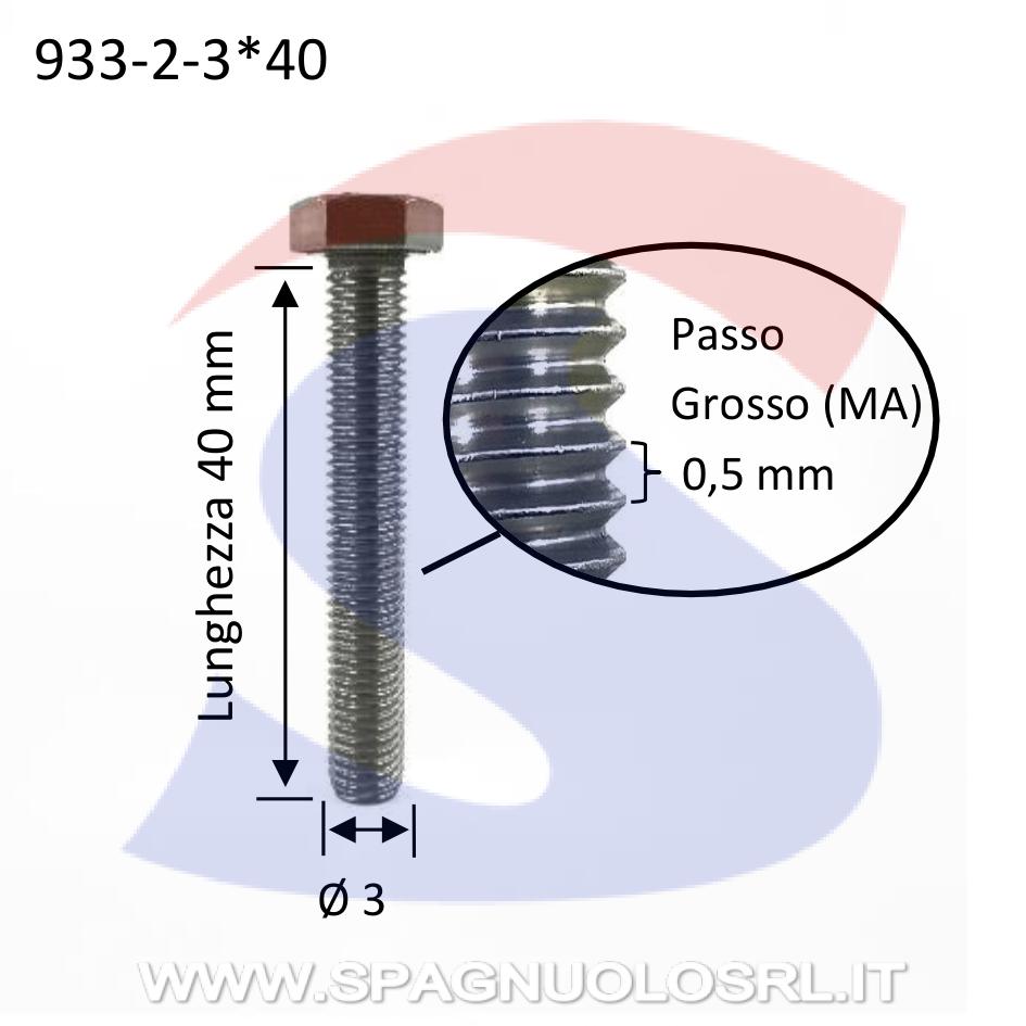 Vite TE Inox Totalmente Filettata 3X40 mm - INOX 933-2-3*40