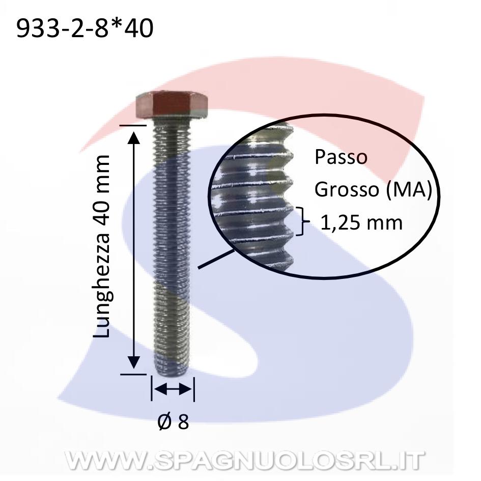Vite TE Inox Totalmente Filettata 8X40 mm - INOX 933-2-8*40