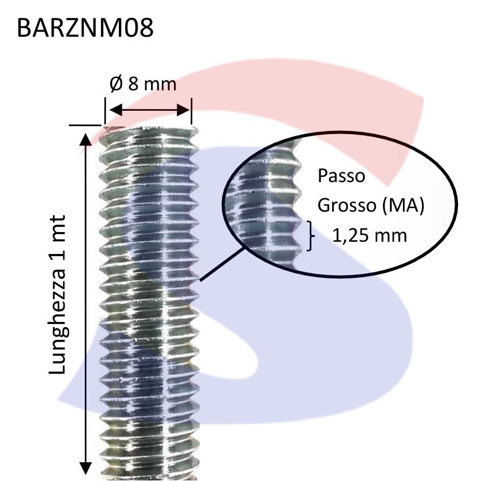 Barra Filettata Zincata 4.8 da 1 mt M8 - VITI BARZNM08