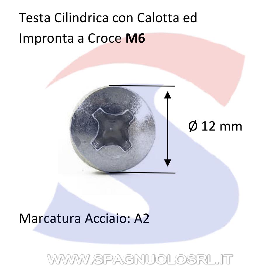 Vite TC con Calotta ed Impronta a Croce Inox 6X16 mm - INOX 7985-2-6*16