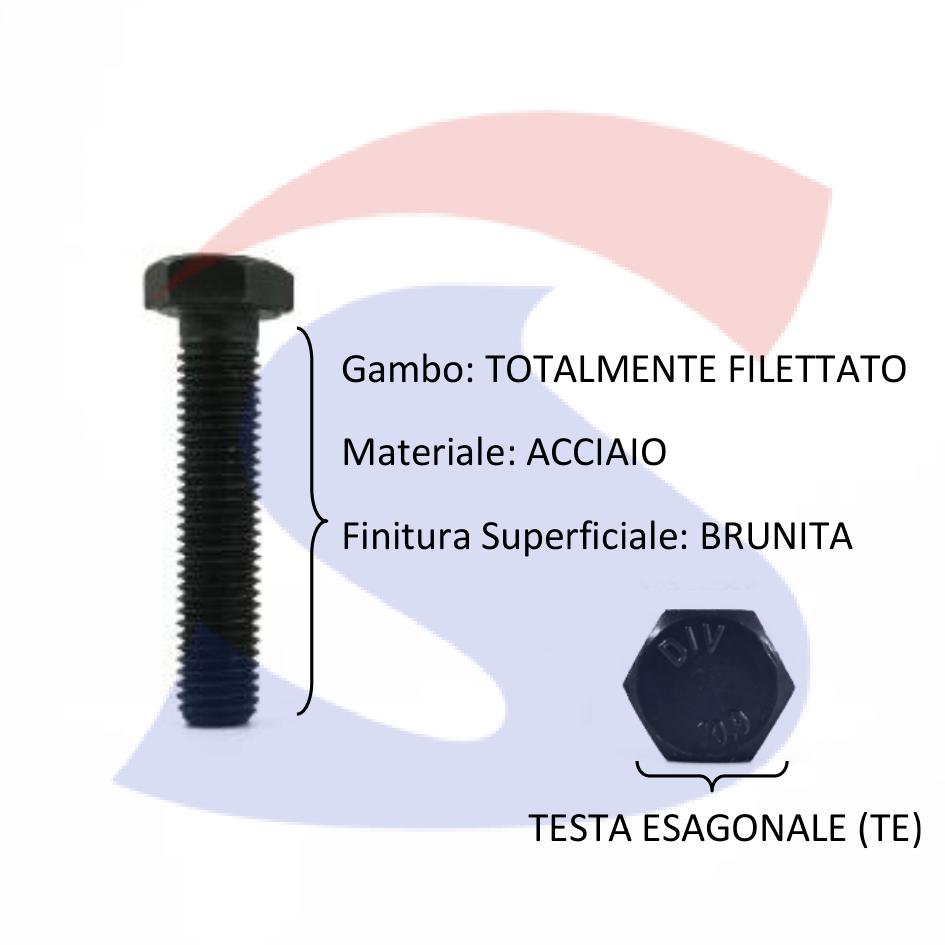 Vite TE 10.9 Totalmente Filettata Brunita 14X50 mm - VITI VITTE10.9M14X50