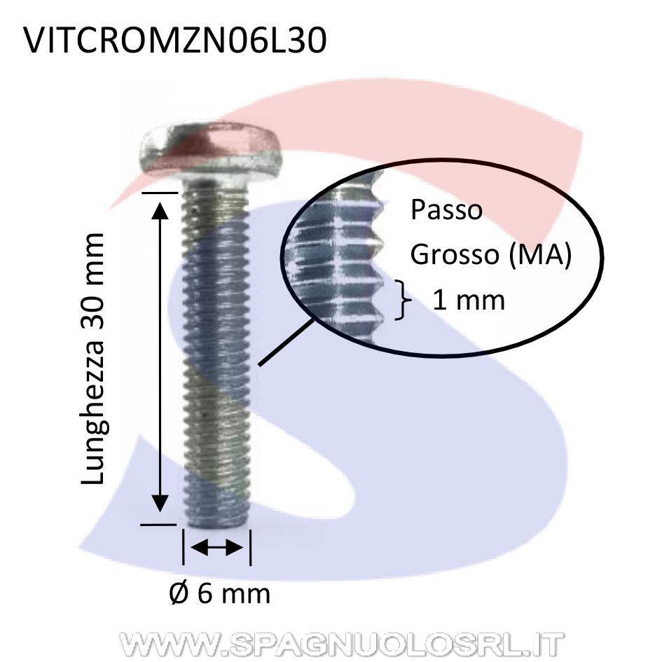 Vite TC con Calotta ed Impronta a Croce Zincata 6X30 mm - VITI VITCROMZN06L30