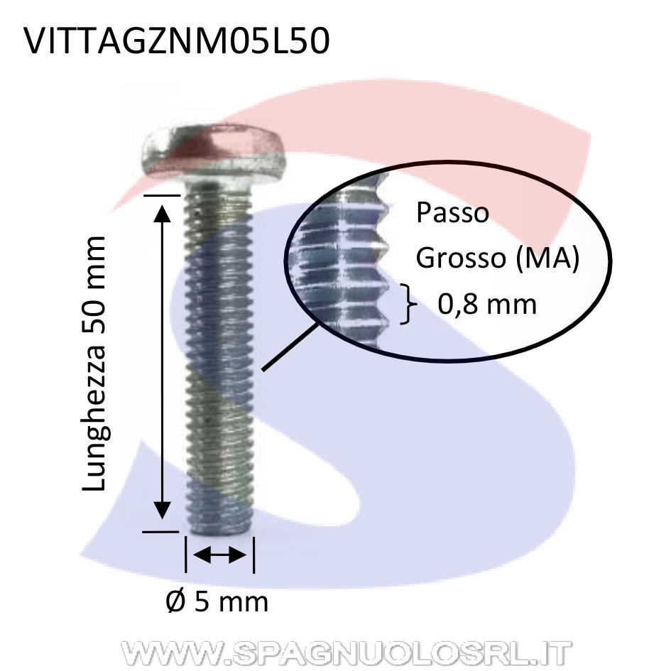 Vite TC con Calotta ed Impronta a Taglio Zincata 5X50 mm - VITI VITTAGZNM05L50