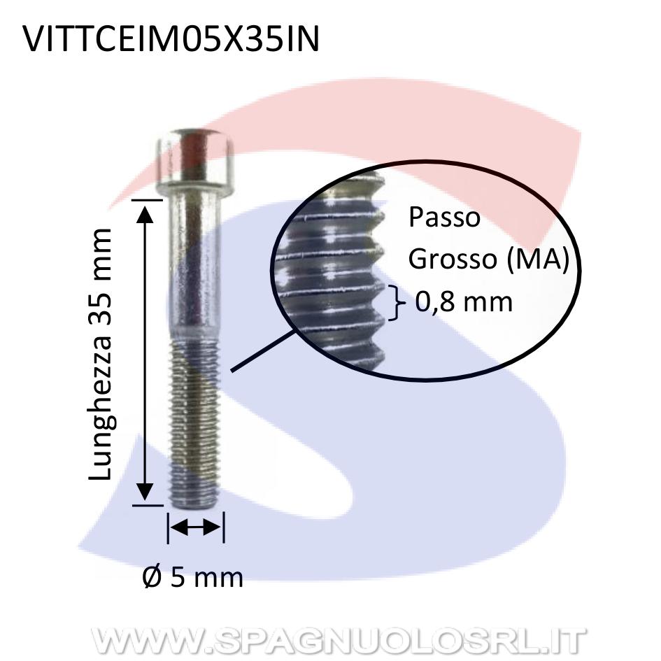 Vite TCEI Inox Parzialmente Filettata 5X35 mm - VITI VITTCEIM05X35IN
