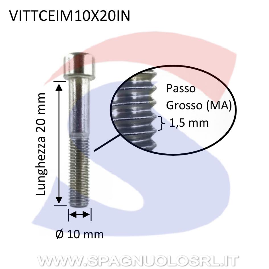 Vite TCEI Inox Parzialmente Filettata 10X20 mm - VITI VITTCEIM10X20IN