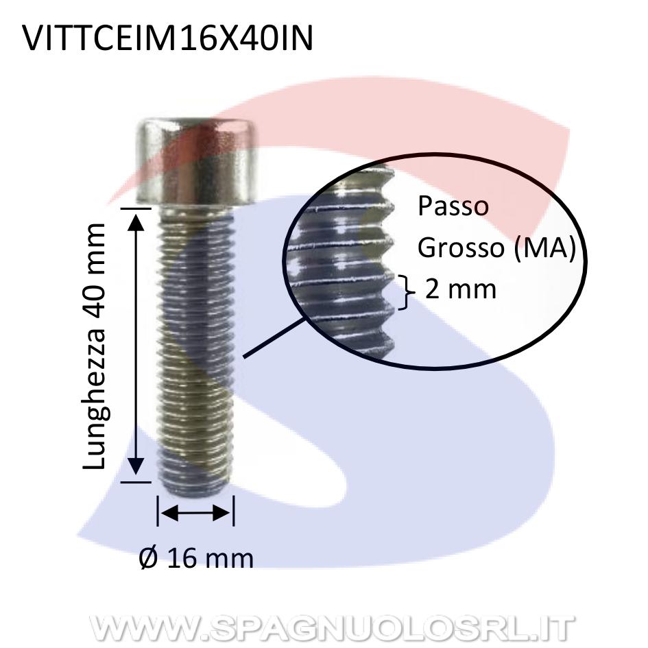 Vite TCEI Inox Totalmente Filettata 16X40 mm - VITI VITTCEIM16X40IN