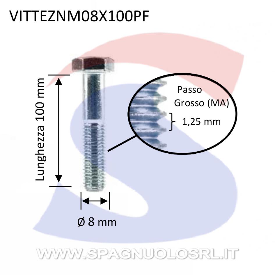 Vite TE 8.8 Parzialmente Filettata Zincata 8X100 mm - VITI VITTEZNM08X100PF