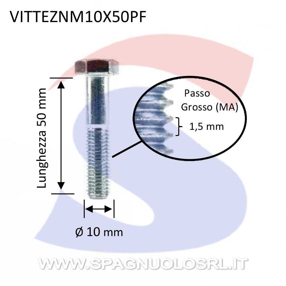 Vite TE 8.8 Parzialmente Filettata Zincata 10X50 mm - VITI VITTEZNM10X50PF