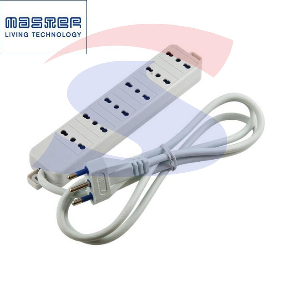 Multipresa rettangolare 6 uscite bivalenti, cavo 1,2 mt - MASTER 70650