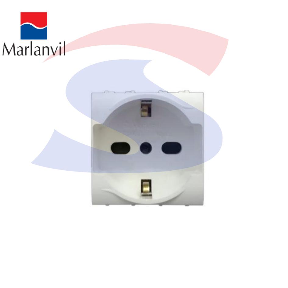 Presa Schuko bivalente con sicurezza serie "Aqua", Bianco - MARLANVIL 7648.I