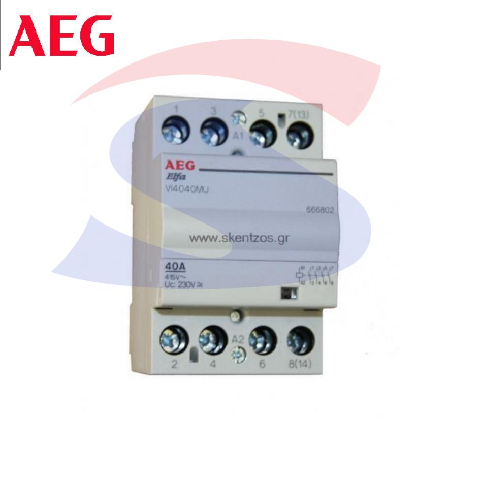 Contattore quadripolare 400 V 11 kW 40 A, serie Elfa 90 - AEG VI4040MU/ANN