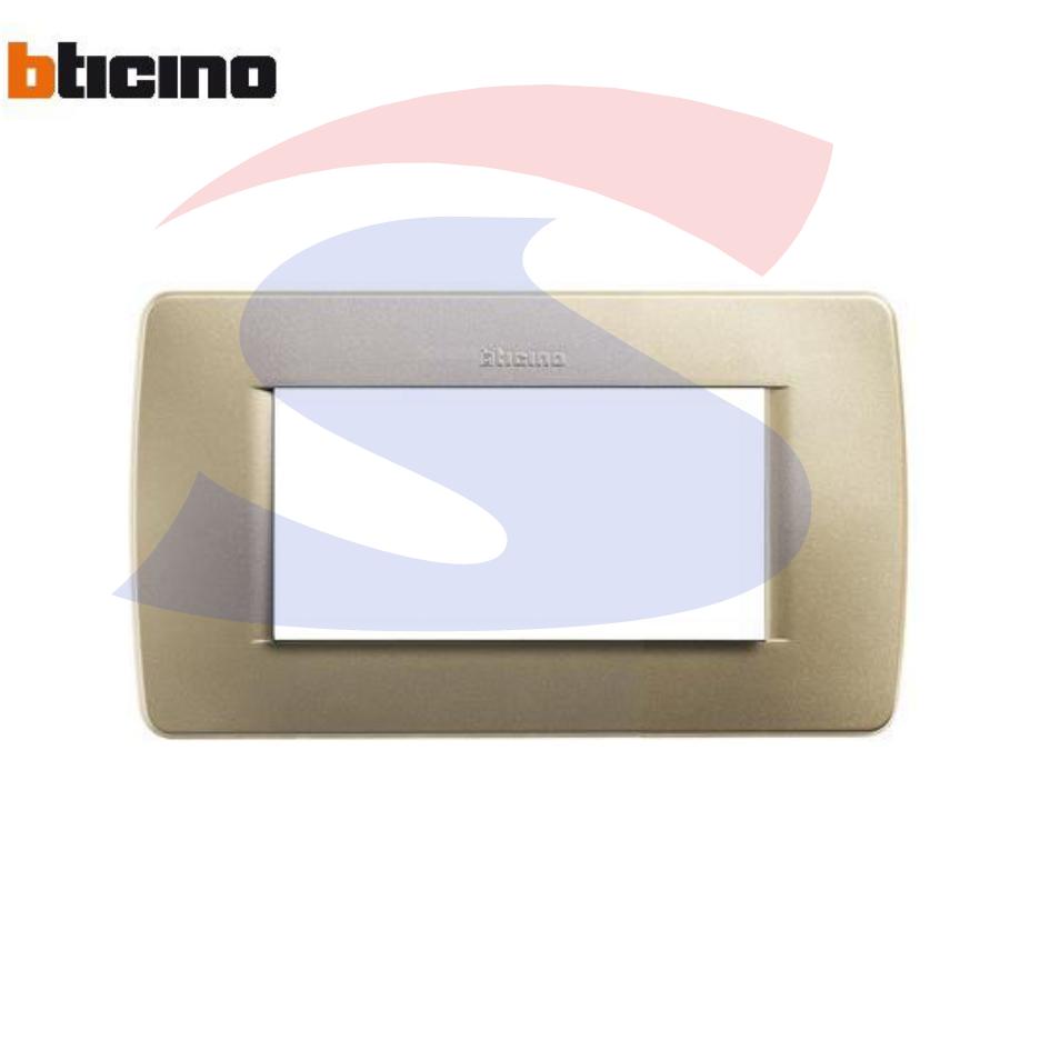 Placca 4 posti colore Giallo metallizzato serie Luna - BTICINO C4804GM