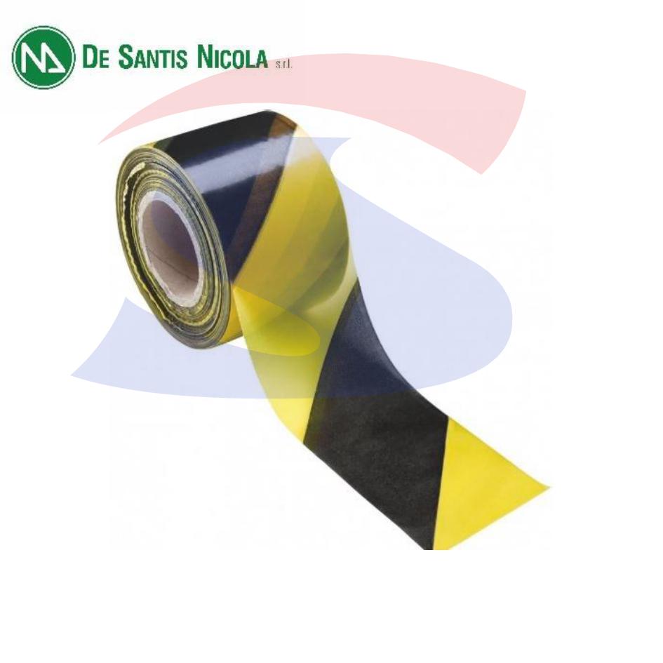 Nastro segnaletico in PVC 200 mt, Giallo/Nero - DE SANTIS 21777