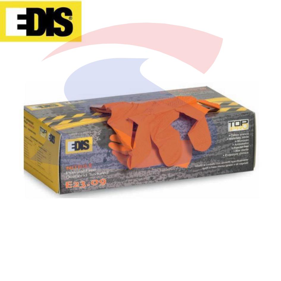 Guanti in nitrile goffrati con antiscivolo taglia L, Arancio - EDIS NM-NO001L