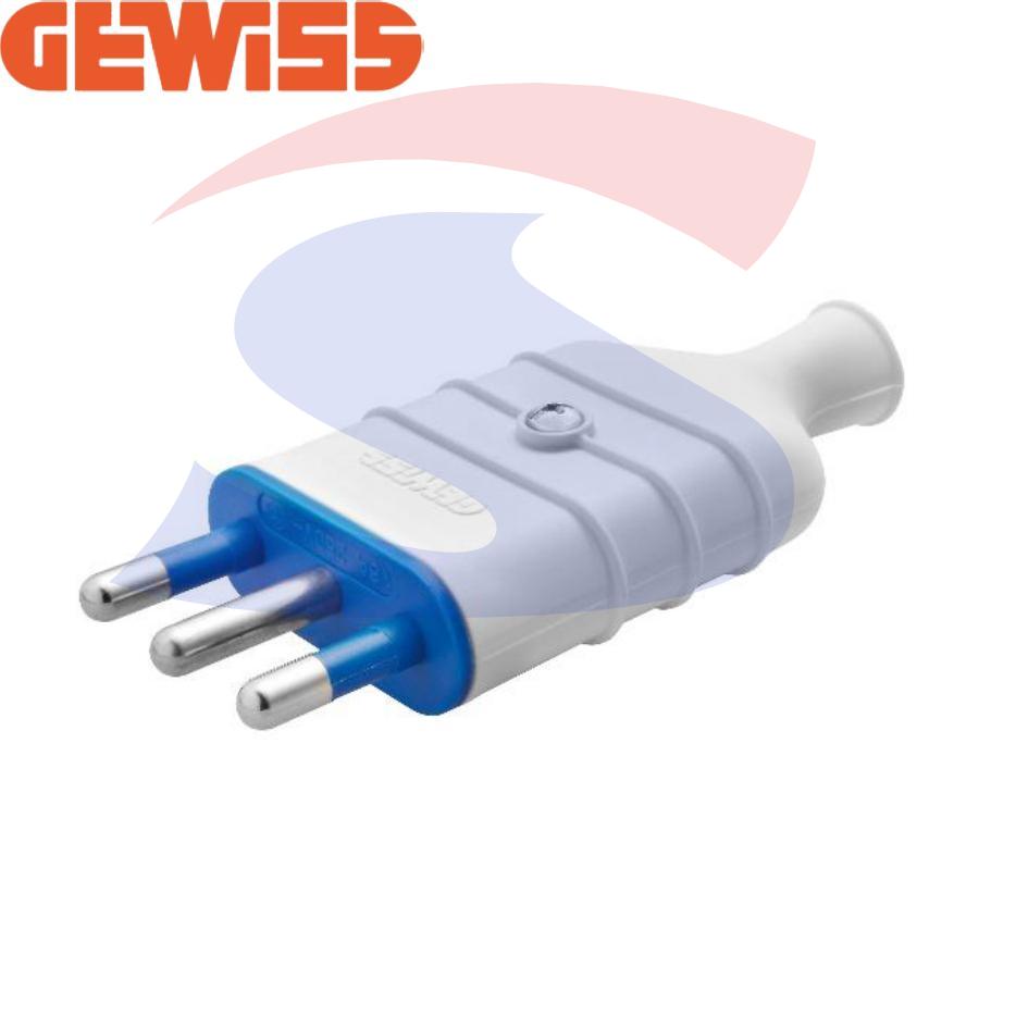 Spina mobile diritta GEWISS 2 Poli+T 16 A, Bianco - GEWISS GW28005