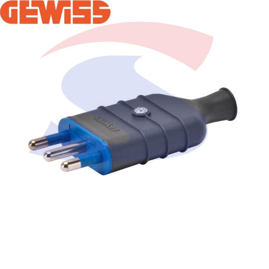 Spina mobile diritta GEWISS 2 Poli+T 16 A, Ardesia - GEWISS GW28006