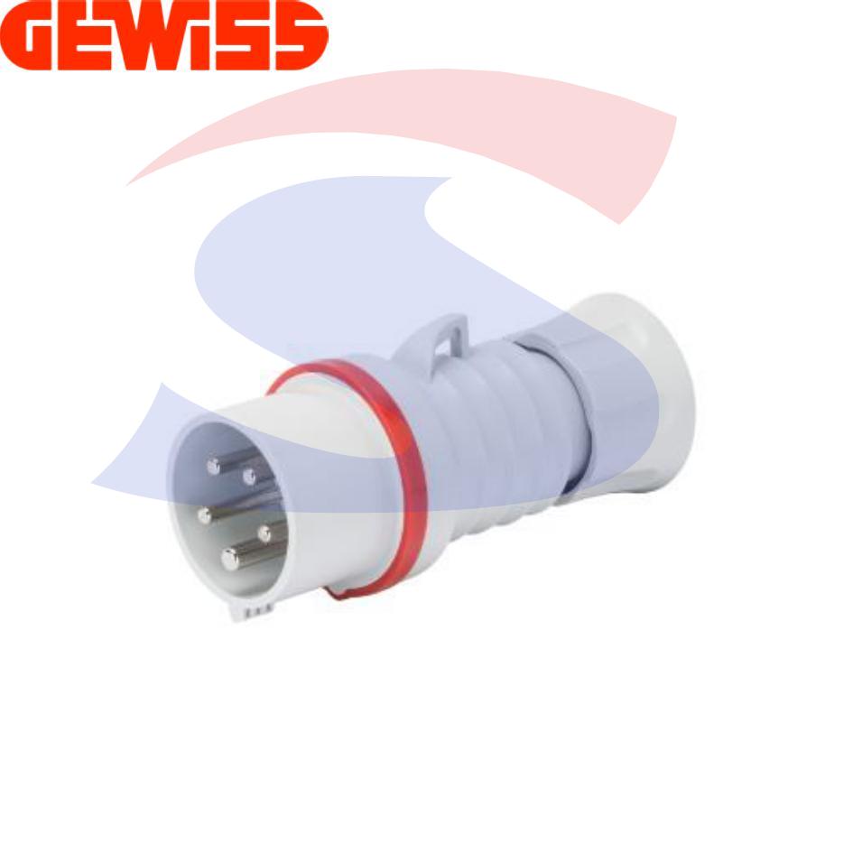 Spina industriale mobile diritta 3P+T 32A 380-415 V, Rosso - GEWISS GW60019H
