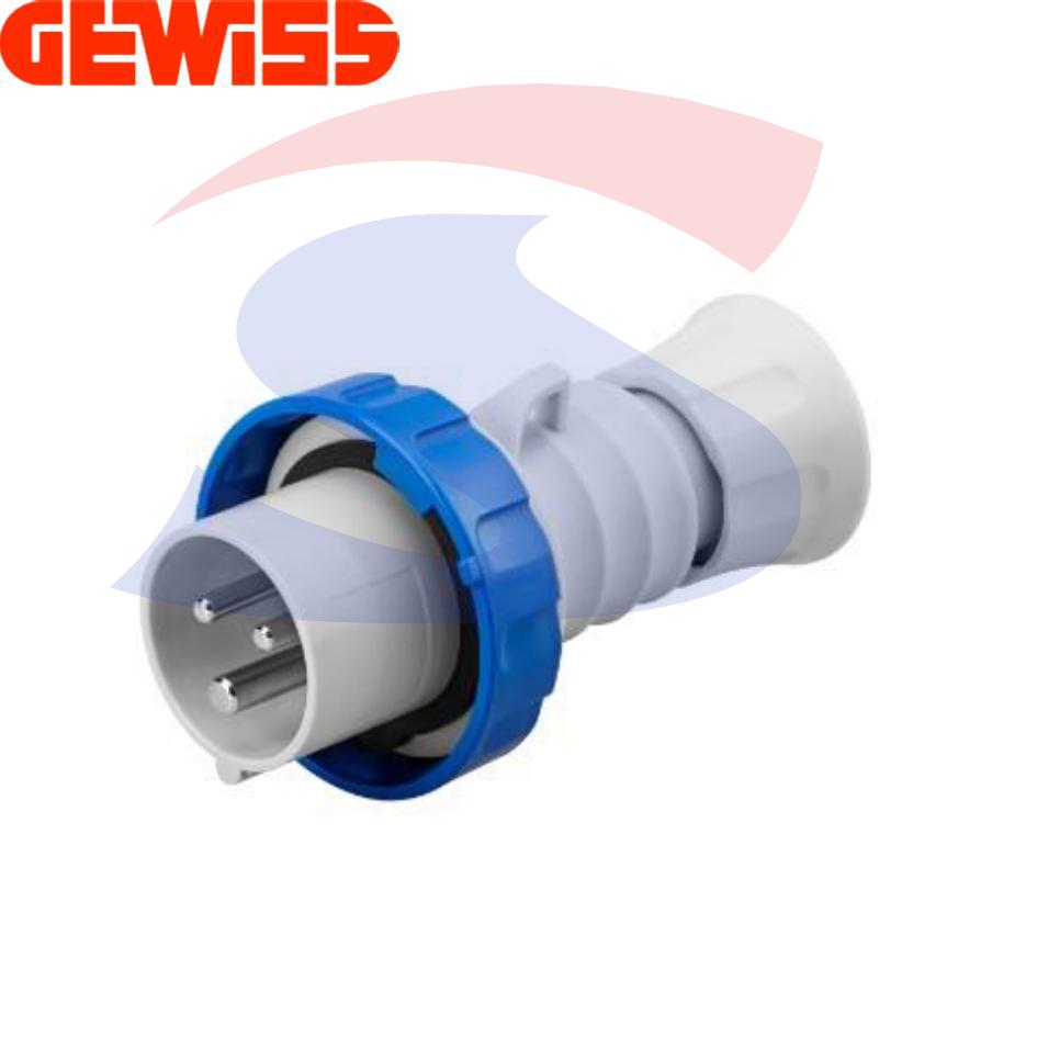 Spina industriale mobile diritta 2P+T 32A 200-250 V, Blu - GEWISS GW60037H