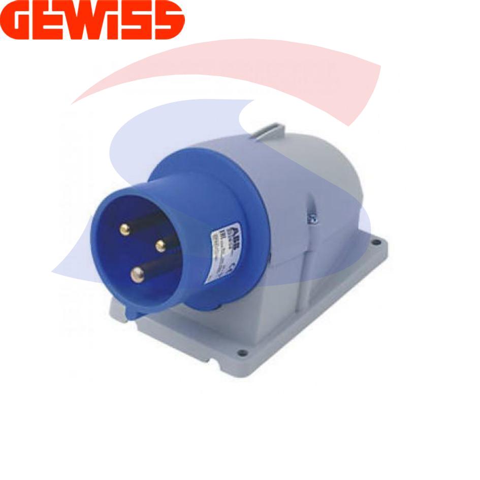 Spina industriale fissa da parete 90° 2P+T 16A 200-250V, Blu - GEWISS GW60404