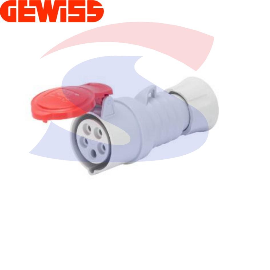 Presa industriale mobile diritta 3P+T 32 A 380-415 V, Rosso - GEWISS GW62019H