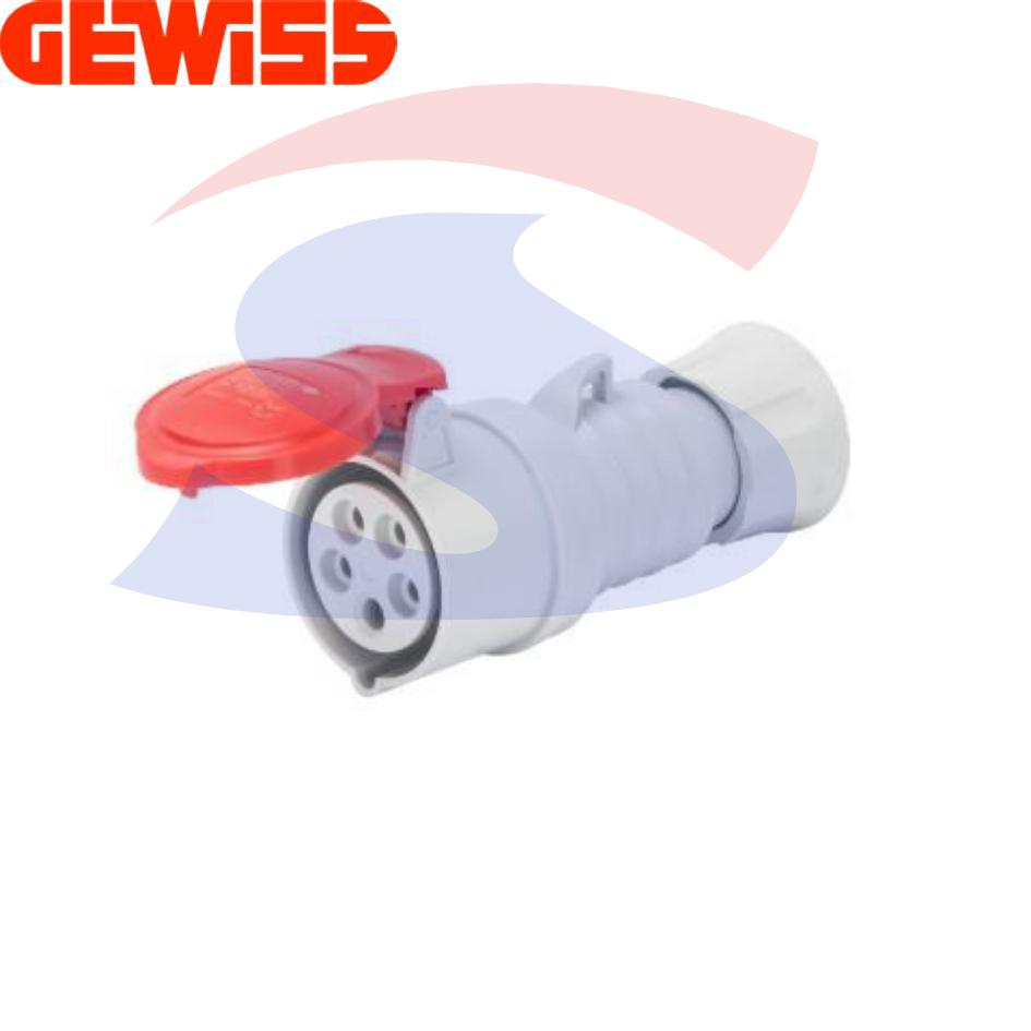 Presa industriale mobile diritta 3P+N+T 32A 380-415 V, Rosso - GEWISS GW62020H