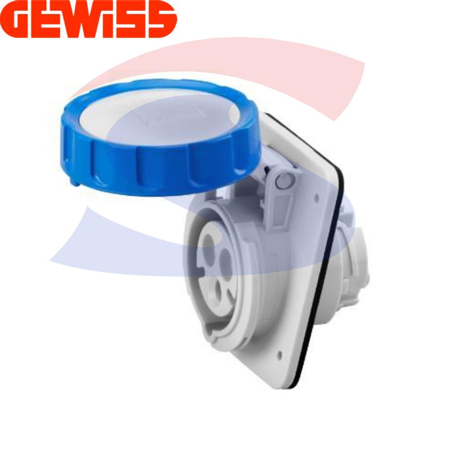 Presa stagna fissa da incasso 2P+T da 16 A 200-250 V, Blu - GEWISS GW62227H