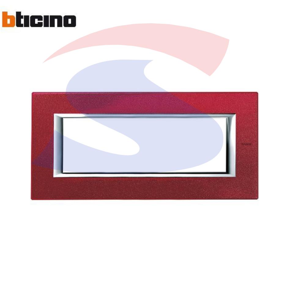 Placca 6 posti colore Rosso China serie Axolute - BTICINO HA4806RC