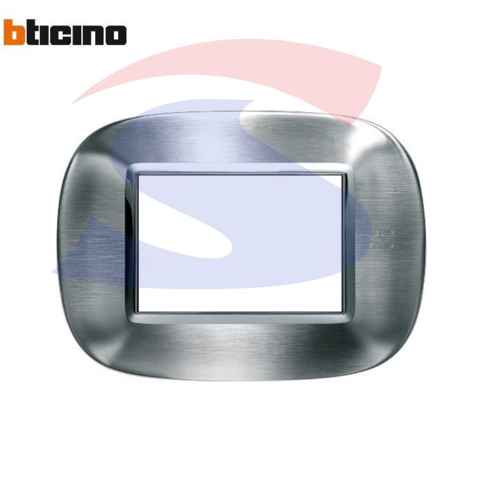 Placca 3 posti colore Inox spazzolato Alessi serie Axolute - BTICINO HB4803AXS