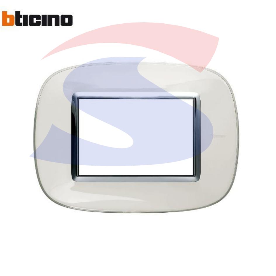 Placca 3 posti colore Bianco liquid serie Axolute - BTICINO HB4803DB