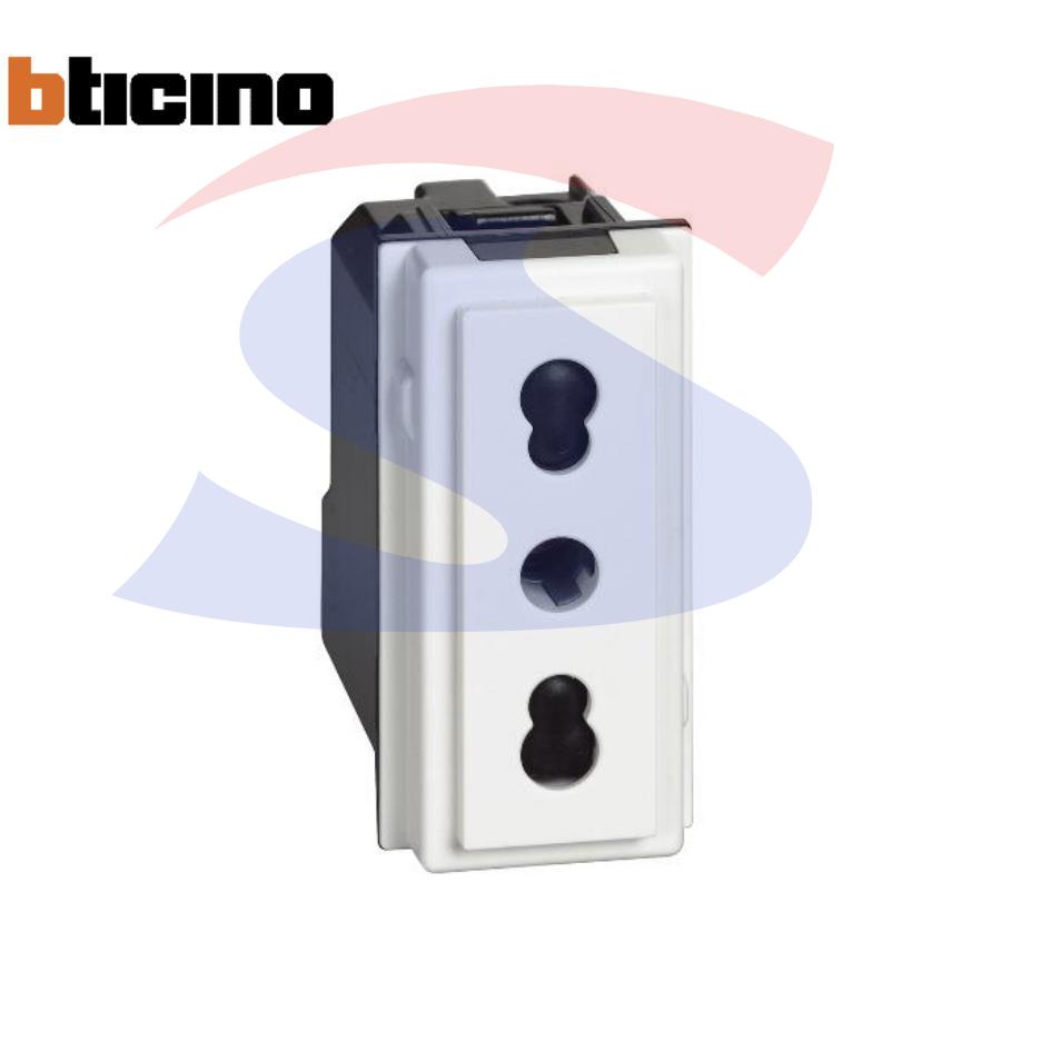 Presa bivalente serie "Living Now" 2P+T da 10/16 A, Bianco - BTICINO KW4180