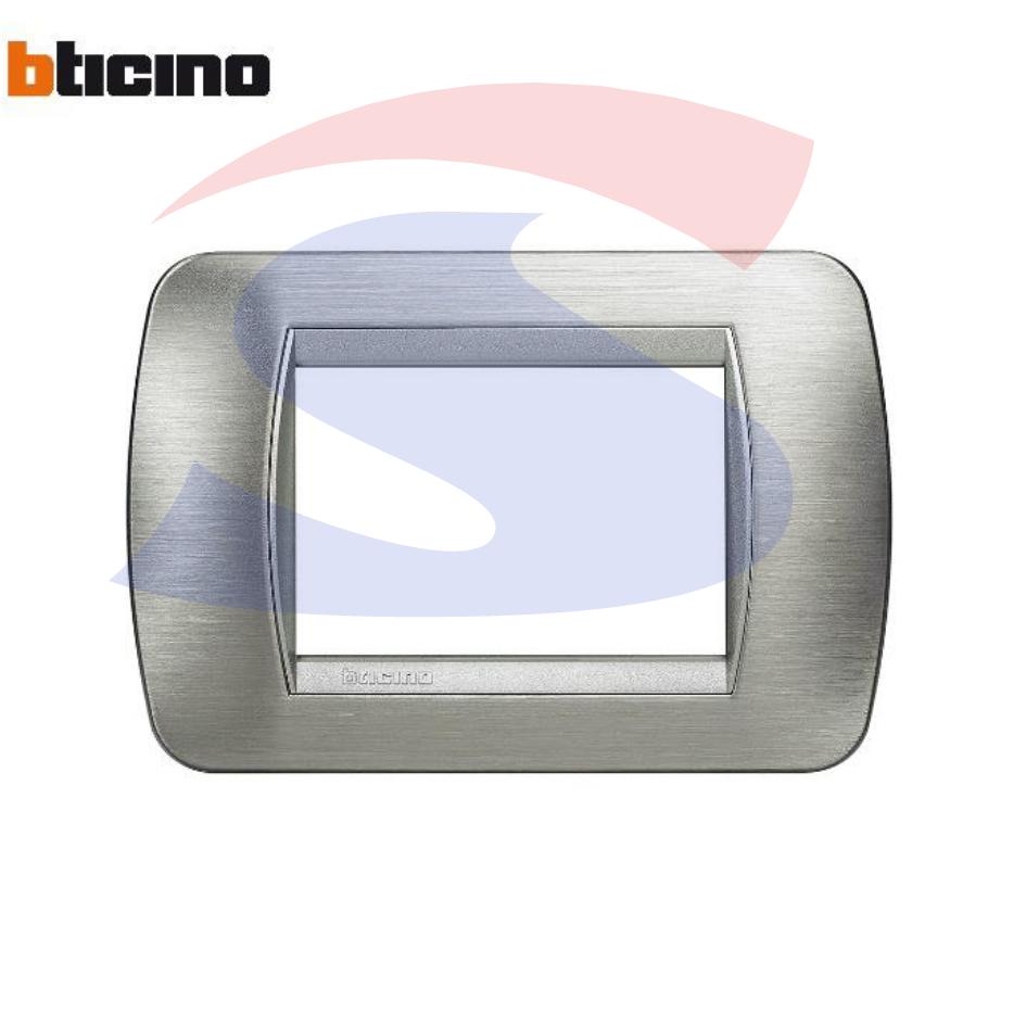 Placca 3 posti color Acciaio serie LivingInternational - BTICINO L4803AST