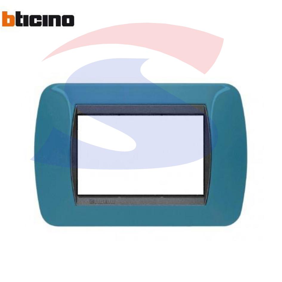 Placca 3 posti colore Blu metro serie LivingInternational - BTICINO L4803BU