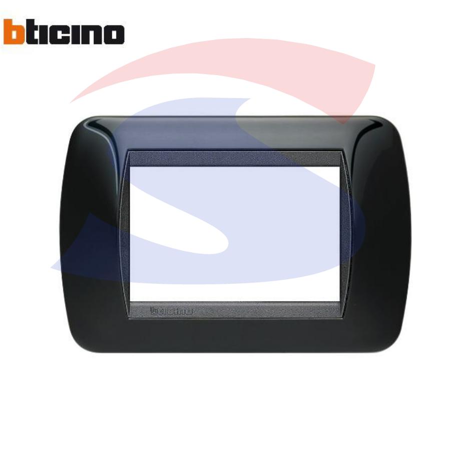 Placca 3 posti colore Nero solid serie LivingInternational - BTICINO L4803NR