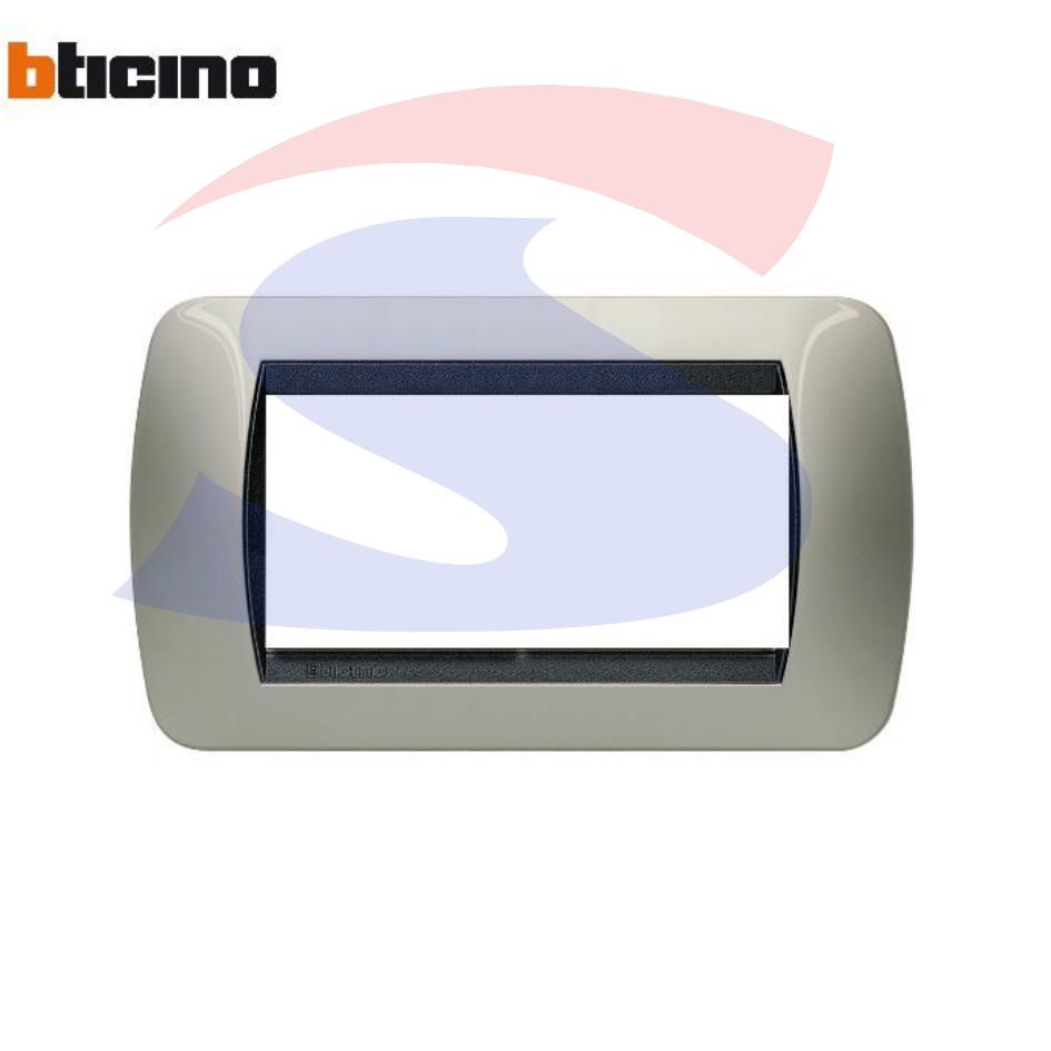 Placca 4 posti Titanio chiaro serie LivingInternational - BTICINO L4804TC