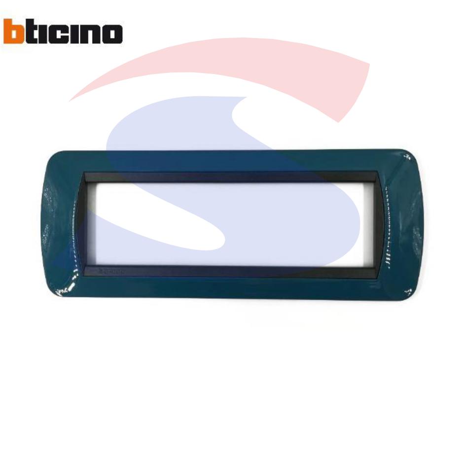 Placca 7 posti colore Blu metro serie LivingInternational - BTICINO L4807BU