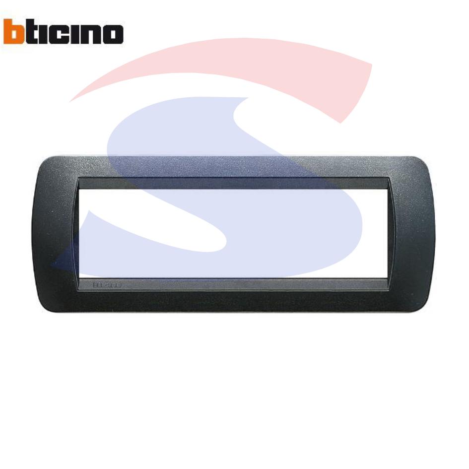 Placca 7 posti color Acciaio scuro serie LivingInternational - BTICINO L4807PA