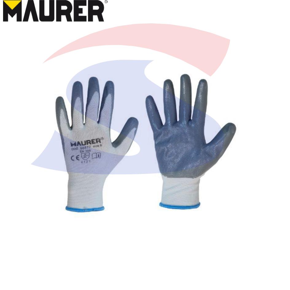 Guanti in poliuretano e nitrile taglia 8, Bianco/Grigio - MAU 98877