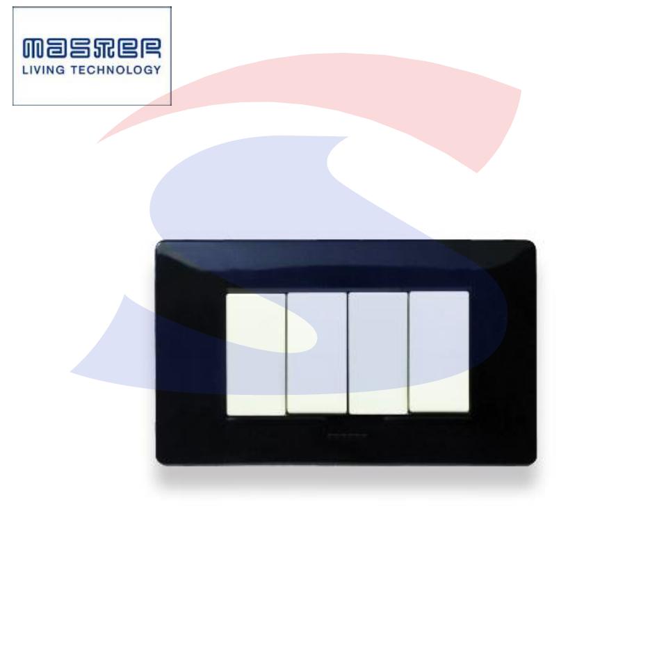 Placca rettangolare 4 posti colore Nero Panther serie Mix - MASTER 21MX204