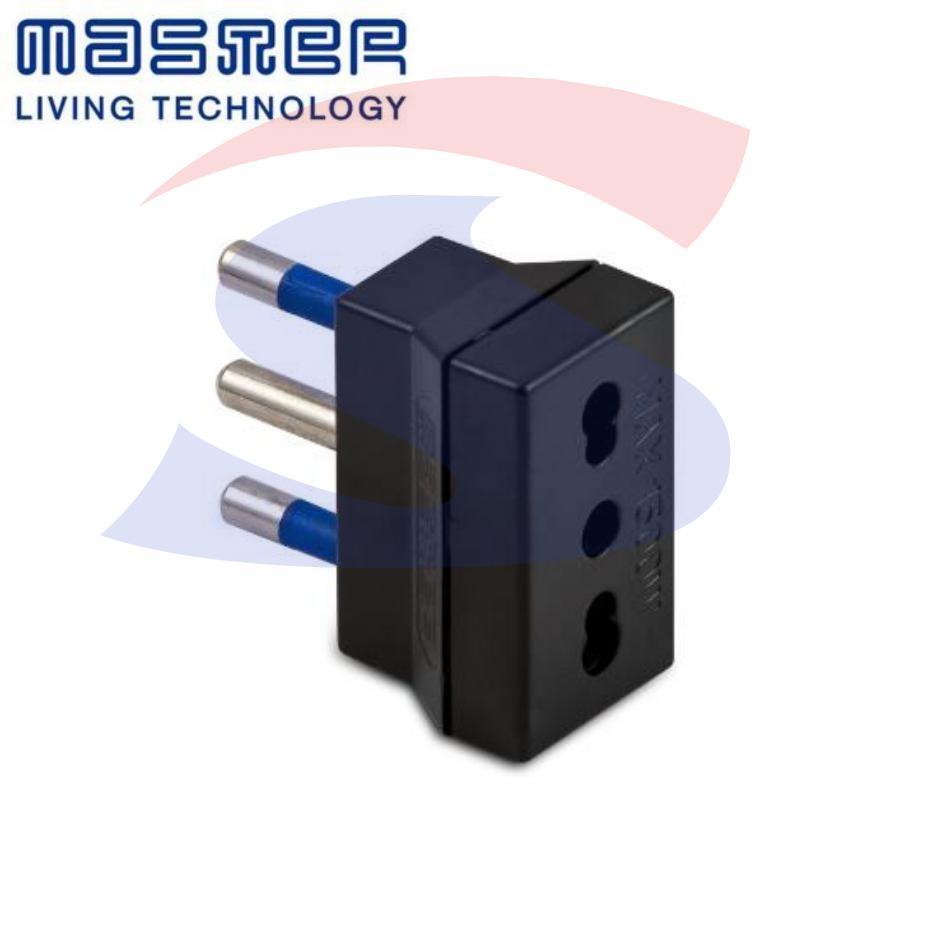 Adattatore Semplice Bivalente Master 2 Poli + T 16A, Nero - MASTER 05620