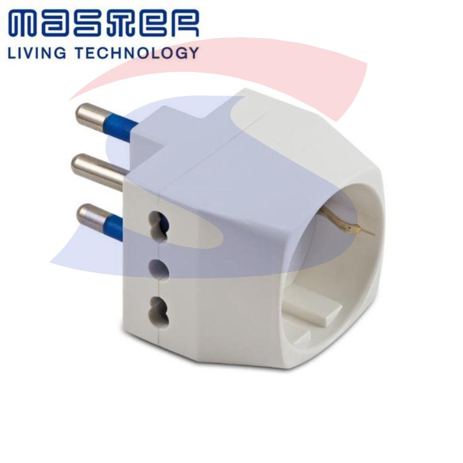 Adattatore Triplo Bivalente Master 2 Poli + T 16 A, Bianco - MASTER 05991