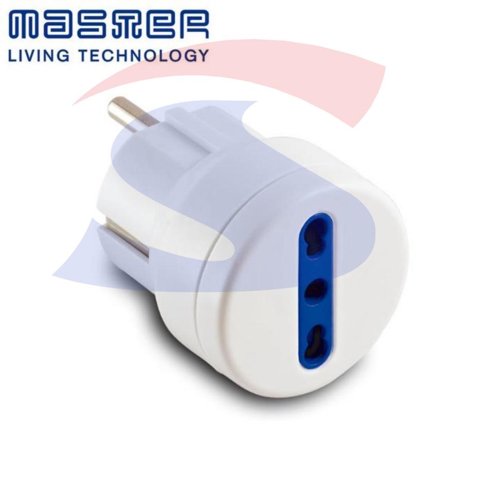Adattatore Singolo Bivalente Master 2 Poli + T 16 A, Bianco - MASTER 05771