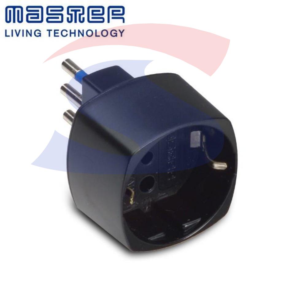 Adattatore Singolo Master 2 Poli + T 10 A, Nero - MASTER 05810