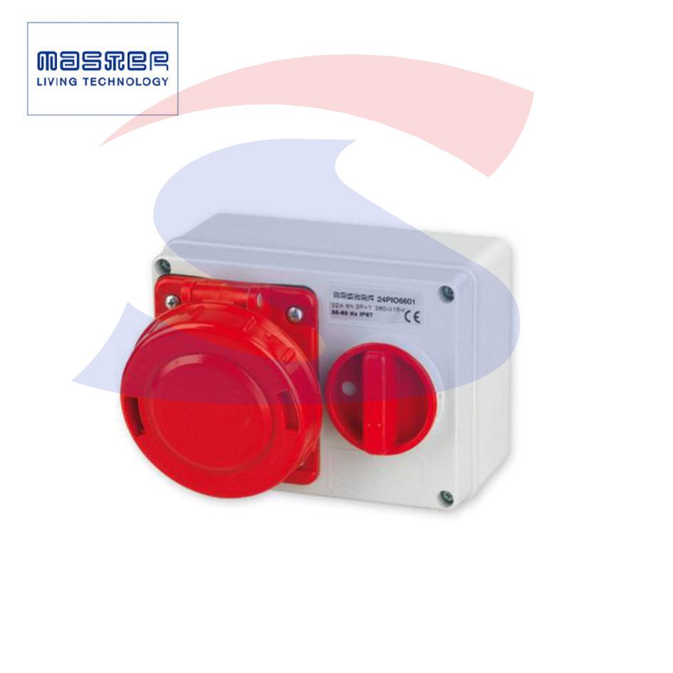 Presa interbloccata orizzontale con fondo 3P+T 16A 380-415 V - MASTER 24PIO6601