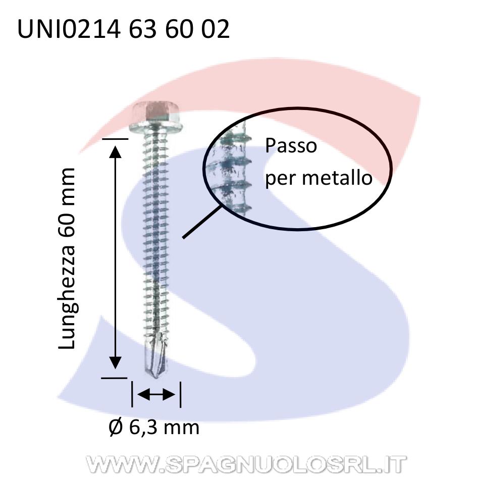 Vite Autoperforante TE con Finta Rondella Zincata 6,3X60 - UNIFIX 0214 63 60 02